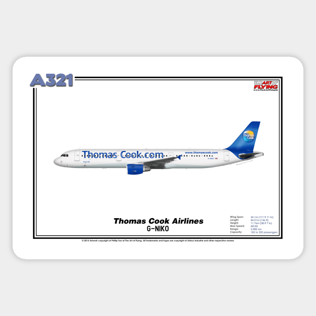 Airbus A321 - Thomas Cook Airlines (Art Print) Sticker by TheArtofFlying